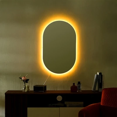 Gambar Informa Cermin Dinding Dekorasi LED Oval 50x2.5x80 cm V1 - Putih