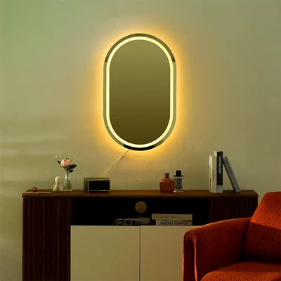 Gambar Informa Cermin Dinding Dekorasi LED Oval 50x2.5x80 cm V2 - Putih