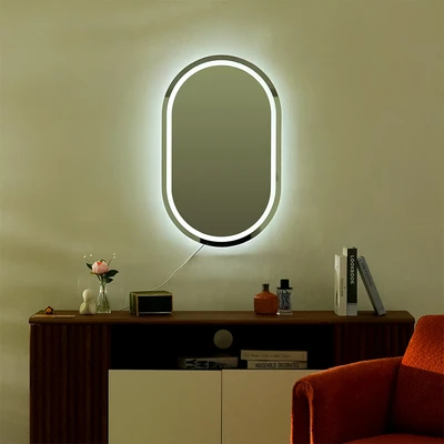 Gambar Informa Cermin Dinding Dekorasi LED Oval 50x2.5x80 cm V2 - Putih