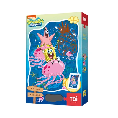 Gambar Toi Spongebob Squarepants Puzzle Pocket Frame Jellyfish Set 126 Pcs 23115 - Biru