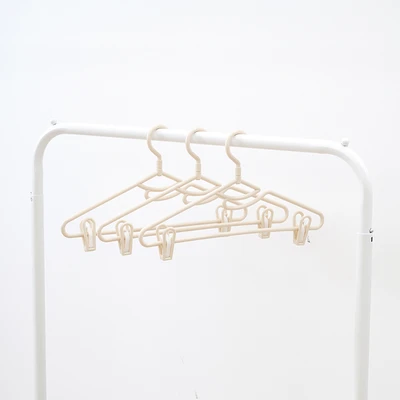 Gambar Stora Hanger Baju Klip Plastik 38x22 cm Set 3 pcs - Krem