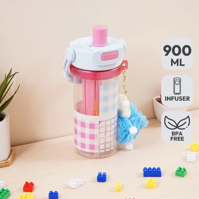 Gambar Picas Dopamine Dolly Botol Minum Plastik 900 ml - Biru/Pink