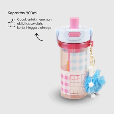 Gambar Picas Dopamine Dolly Botol Minum Plastik 900 ml - Biru/Pink