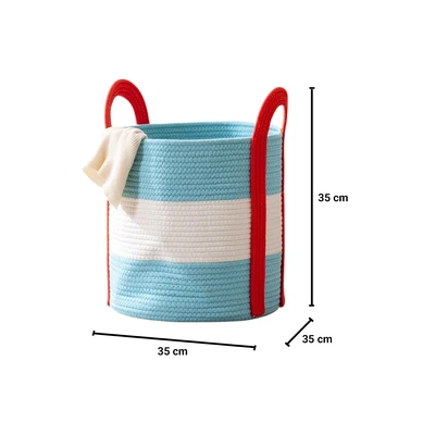 Gambar Informa Keranjang Penyimpanan 3 Tone Tali Katun 35x35 cm - Biru/Putih