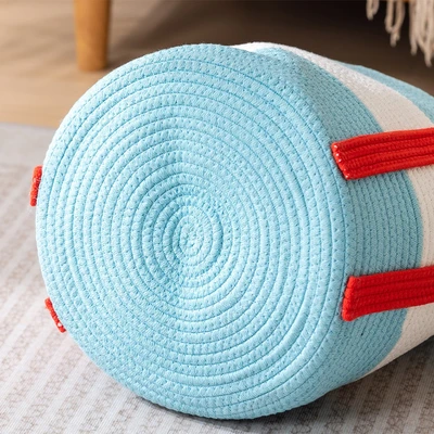 Gambar Informa Keranjang Penyimpanan 3 Tone Tali Katun 35x35 cm - Biru/Putih