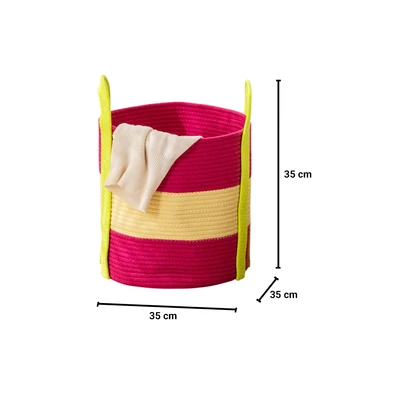 Gambar Informa Keranjang Penyimpanan 3 Tone Tali Katun 35x35 cm - Pink/Krem