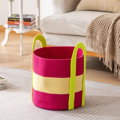 Gambar Informa Keranjang Penyimpanan 3 Tone Tali Katun 35x35 cm - Pink/Krem