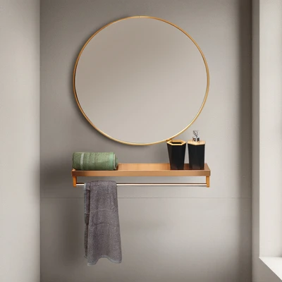 Gambar Informa 40 cm Rak Dinding Kamar Mandi Dengan Cermin - Gold