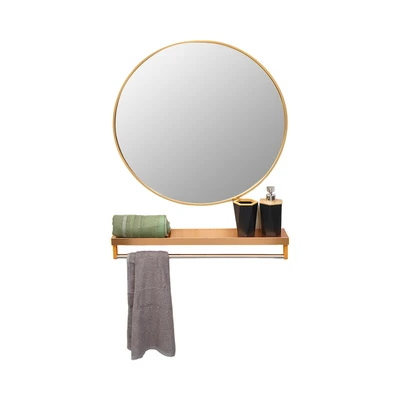 Gambar Informa 40 cm Rak Dinding Kamar Mandi Dengan Cermin - Gold