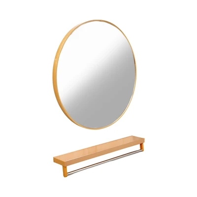 Gambar Informa 40 cm Rak Dinding Kamar Mandi Dengan Cermin - Gold