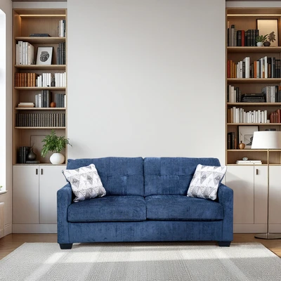 Gambar Ashley Mahoney-2 Sofa Fabric 3 Seater - Biru Navy