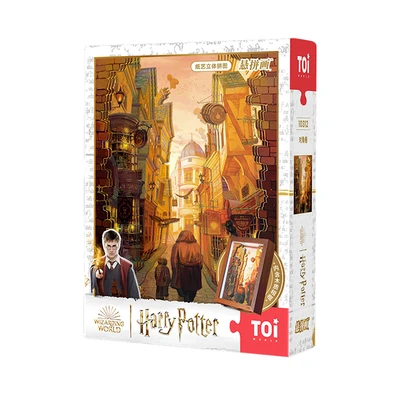 Toi Harry Potter Puzzle 3d Diagon Alley Wood Frame 10312 Cokelat
