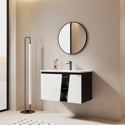 Gambar Acroz Calma Set Kabinet Kamar Mandi PVC - Hitam/Putih