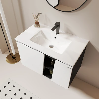 Gambar Acroz Calma Set Kabinet Kamar Mandi PVC - Hitam/Putih
