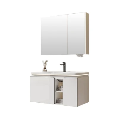 Gambar Acroz Rovena Set Kabinet Kamar Mandi PVC - Putih/Krem