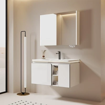 Gambar Acroz Rovena Set Kabinet Kamar Mandi PVC - Putih/Krem