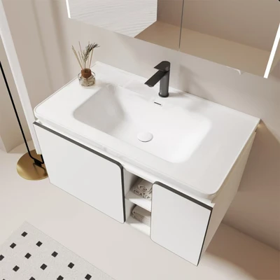 Gambar Acroz Rovena Set Kabinet Kamar Mandi PVC - Putih/Krem