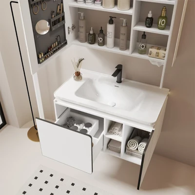 Gambar Acroz Rovena Set Kabinet Kamar Mandi PVC - Putih/Krem