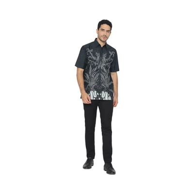 Gambar Hadinata Ukuran M Kemeja Batik Pria Ranvir - Hitam