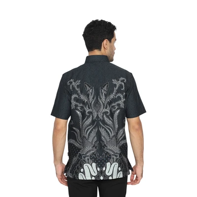 Gambar Hadinata Ukuran XL Kemeja Batik Pria Ranvir - Hitam