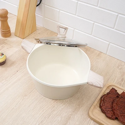 Gambar Culinart Eyesi Panci Casserole Ceramic Marble Coating 24 cm - Krem