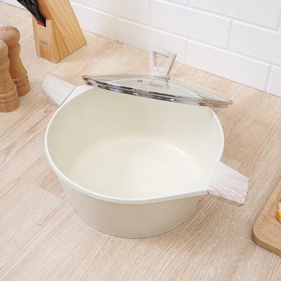 Gambar Culinart Eyesi Panci Casserole Ceramic Marble Coating 28 cm - Krem
