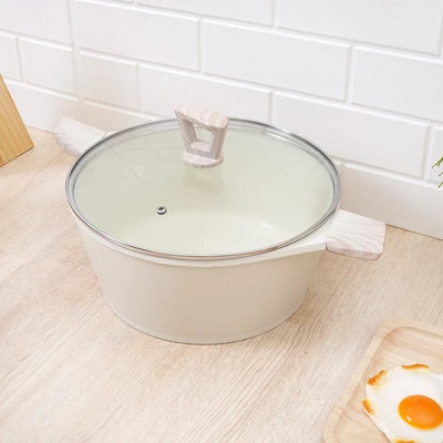 Gambar Culinart Eyesi Panci Casserole Ceramic Marble Coating 28 cm - Krem