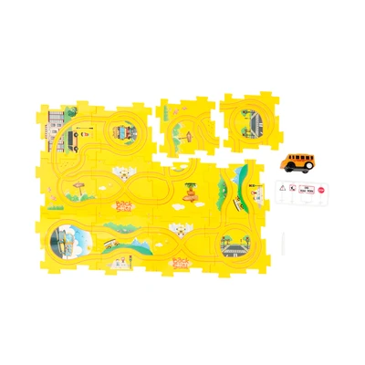 Gambar Little Giggles Diy Jigsaw Puzzle Theme Track School Bus Set 18 Pcs - Mix