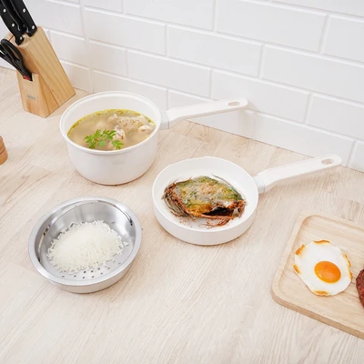 Gambar Culinart Piccolo Perlengkapan Masak Ceramic Coating Set 3 pcs - Putih