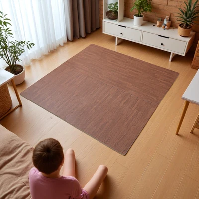 Gambar Ataru Karpet Puzzle Spruce 60x60x1.4 cm Set 4 pcs - Cokelat Tua