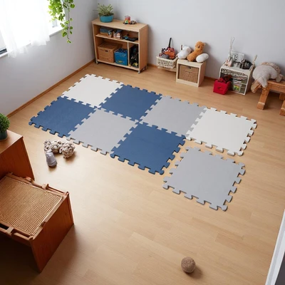 Gambar Ataru Karpet Puzzle 32x32x1 cm Set 8 pcs - Biru Lychee
