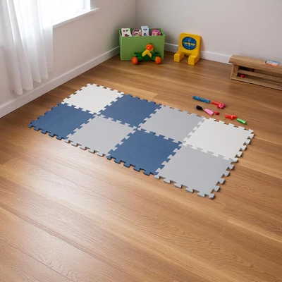 Gambar Ataru Karpet Puzzle 32x32x1 cm Set 8 pcs - Biru Lychee