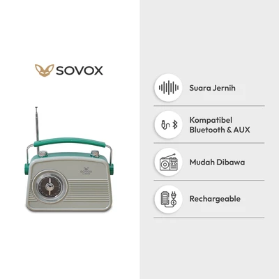 Gambar Sovox Speaker Retro Bluetooth Dengan Radio - Hijau