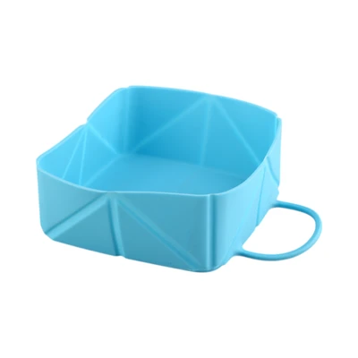 Gambar Pet Kingdom Ukuran S Tempat Makan Hewan Lipat Silikon - Biru