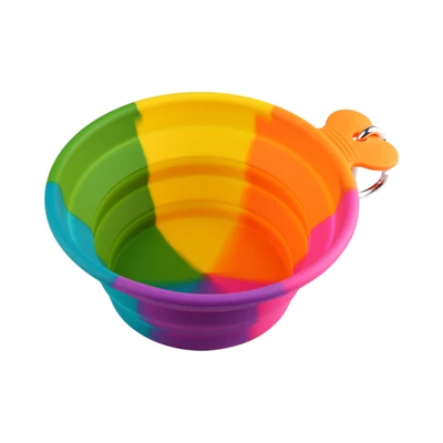 Gambar Pet Kingdom Ukuran L Tempat Makan Hewan Collapsible Silikon Rainbow - Mix