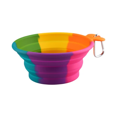 Gambar Pet Kingdom Ukuran L Tempat Makan Hewan Collapsible Silikon Rainbow - Mix