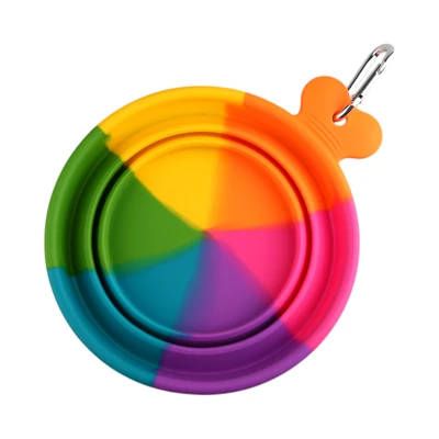 Gambar Pet Kingdom Ukuran L Tempat Makan Hewan Collapsible Silikon Rainbow - Mix