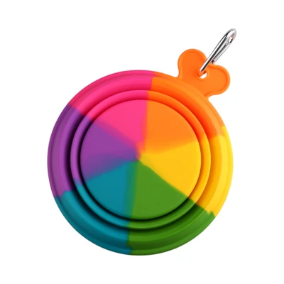 Gambar Pet Kingdom Ukuran L Tempat Makan Hewan Collapsible Silikon Rainbow - Mix