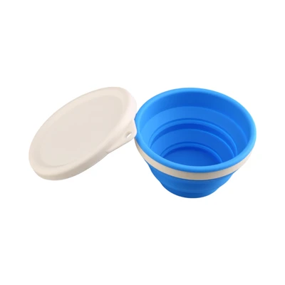 Gambar Pet Kingdom Ukuran S Tempat Makan Hewan Collapsible Dengan Tutup - Biru