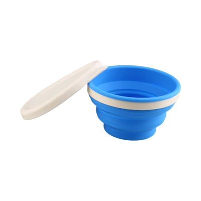 Gambar Pet Kingdom Ukuran S Tempat Makan Hewan Collapsible Dengan Tutup - Biru