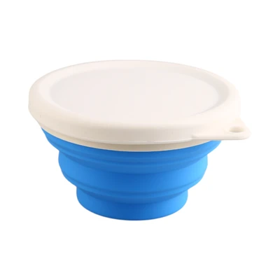 Gambar Pet Kingdom Ukuran S Tempat Makan Hewan Collapsible Dengan Tutup - Biru
