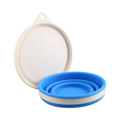 Gambar Pet Kingdom Ukuran S Tempat Makan Hewan Collapsible Dengan Tutup - Biru