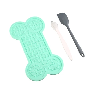 Gambar Pet Kingdom Set Tempat Makan Hewan Lick Mat Dengan Spatula & Sikat - Hijau Teal