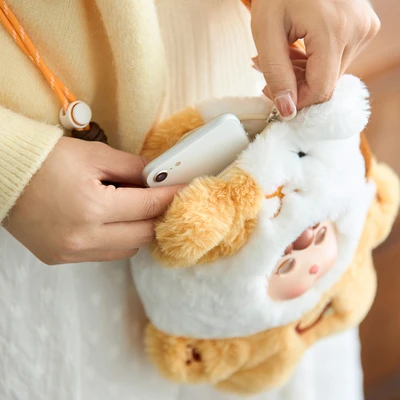 Gambar Friendsheep Tas Selempang Plush Cat - Putih/oranye
