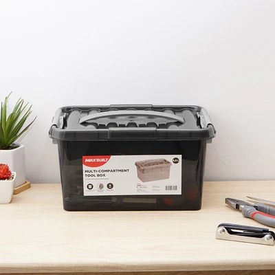 Gambar Maxbuilt 6.5 Ltr Kotak Perkakas 5 Kompartemen Dengan Sekat - Abu-Abu