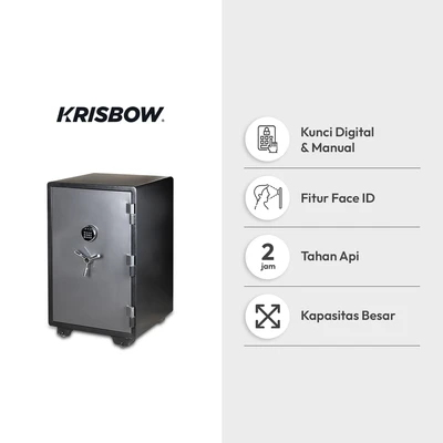 Gambar Krisbow Vision Brankas Tahan Api Face ID 60x57.2x98.5 cm 5EF - Abu-Abu