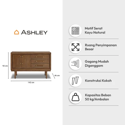 Gambar Ashley Lyncott Laci Penyimpanan Kayu - Cokelat