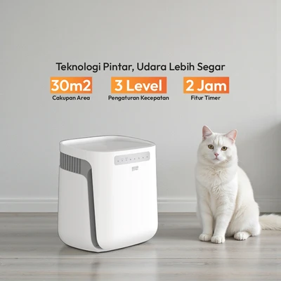 Gambar Krisbow Sync Smart Pet Air Purifier 30 m2 CADR 300 m3/jam - Putih