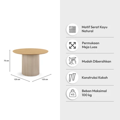 Jual Informa Yale Meja Makan Round Cokelat Oak Terbaru | Ruparupa