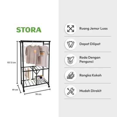 Gambar Stora Boxy Jemuran Baju Multifungsi - Hitam